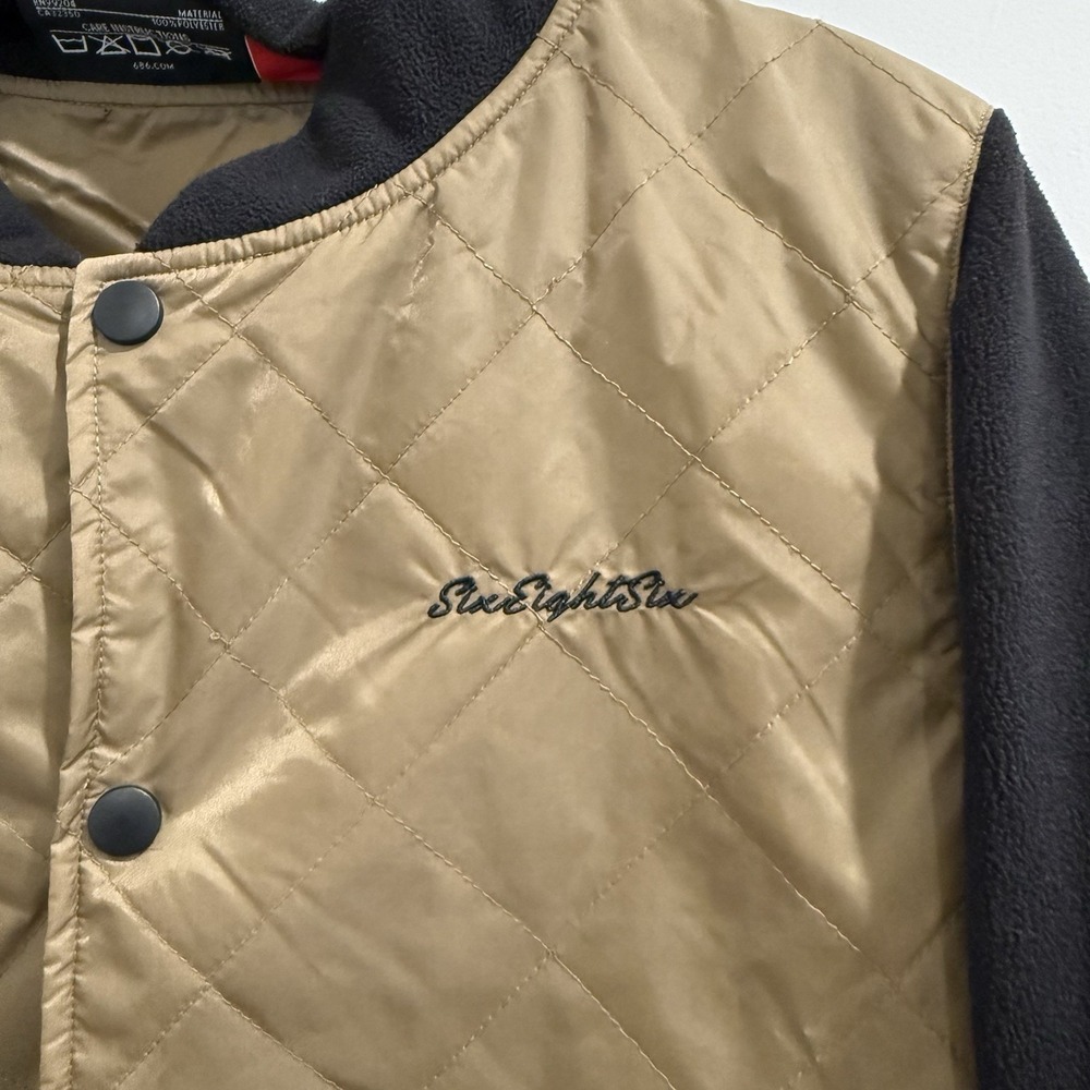 686 Aries Smarty Quilted Fleece Jacket Tan Black Ski‎ Snowboard Women Large - Picture 3 of 8
